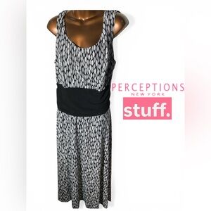 Perceptions Black and White Printed Sleeveless Dress (10246)